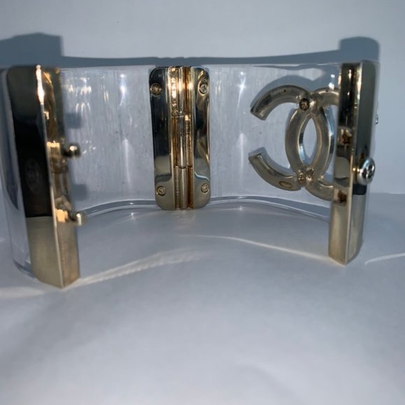 Chanel CC logo transparent Pearl hinged cuff - Picture 6 of 6